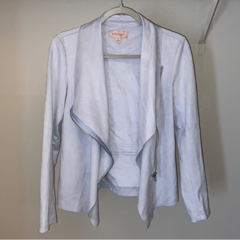 Philosophy Light Blue Faux Suede Jacket Small